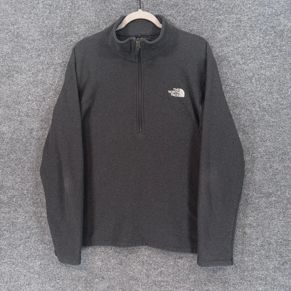 The North Face Sweater Mens XL Gray Textured Fleece 1/4 Zip Pullover Hiking